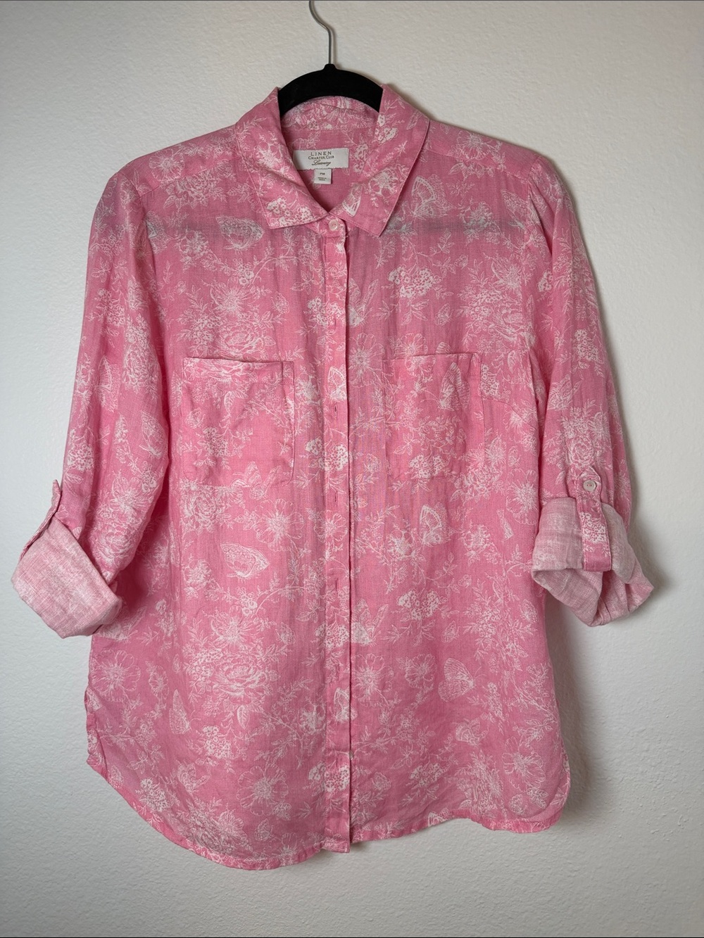 Talbots Pink Floral Print Button-Down Shirt